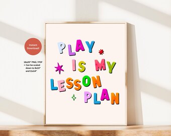 Play Is My Lesson Plan Poster, Preschool Classroom Print, SLP OT Early Childhood Decor