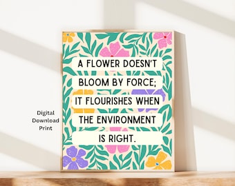 Floral ABA Therapy Quote Poster, Positive Affirmation Art (Digital Download)