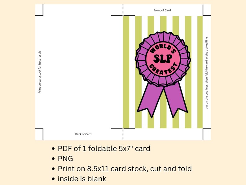 Slp Ribbons Printable Card for Speech Therapist | Greatest SLP Appreciation Card ...