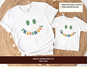 Boho Preschool Smile PNG SVG, Teacher Shirt Design (Digital Download)