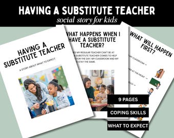 Substitute Teacher Social Story, Classroom Visual Schedule Printable, Autism School Routine PDF, New Teacher Coping Skills