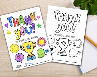 Speech Therapist Thank You Coloring Card Printable, SLP Appreciation Card, Speech Therapy Thank You, Instant Download