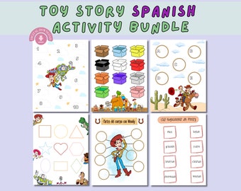 TS Spanish Learning Bundle, Woody, Preschool Learning Worksheets, Buzz, Learning Activities, Toddler Matching Activity, Busy Book Printable