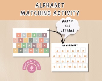Alphabet Matching, Preschool Learning Worksheets, Alphabet Activity, Toddler Learning Activity, Busy Book Printable Worksheets