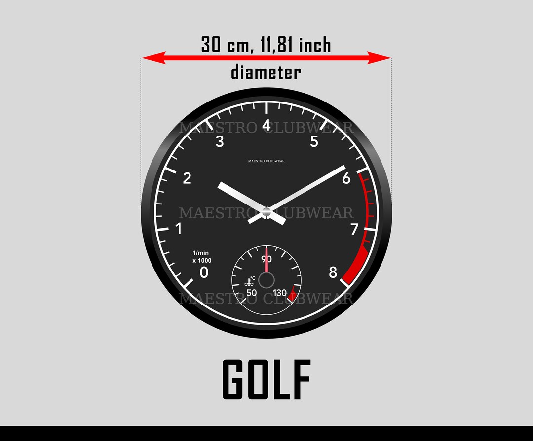 Volkswagen Golf Inspired Tachometer Wall Clock Etsy