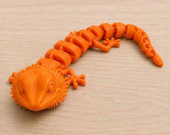 3D Printed Articulated Bearded Dragon, Flexible Reptile Fidget Toy (Gift)
