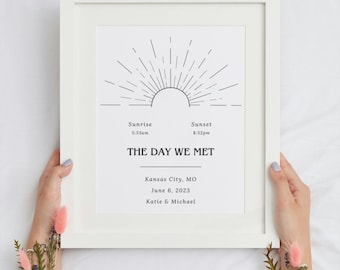 Custom Sunrise Sunset Print: The Day We Met Anniversary Gift (Digital Download)