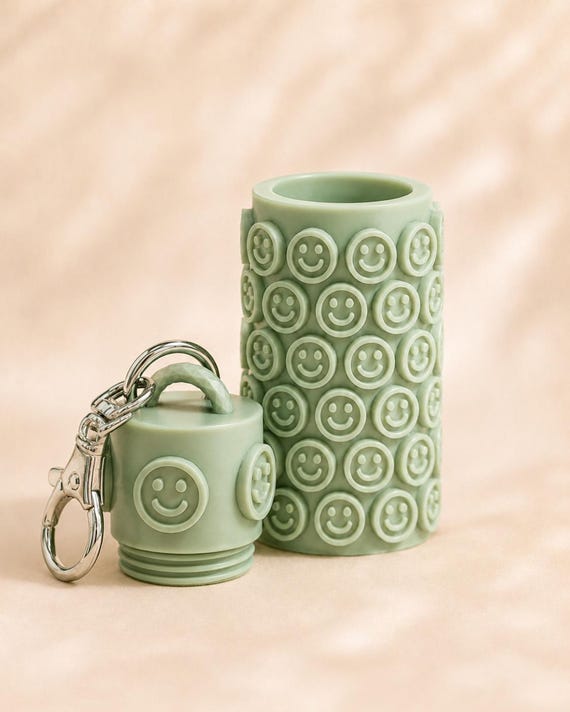 Smiley Face Chapstick Holder Keychain STL 3D Print File