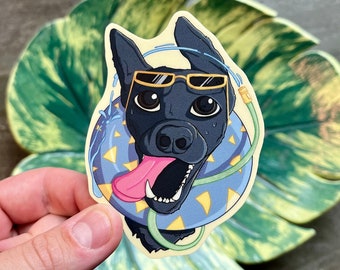 Sunshine Dog Sticker: Durable + Weatherproof