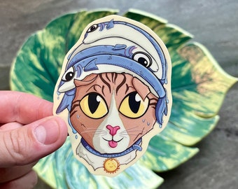 Stay Cool Cat Sticker: Durable + Weatherproof