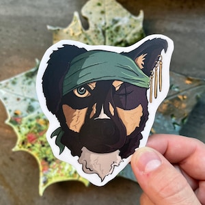 Pirate Dog Sticker: Durable + Weatherproof