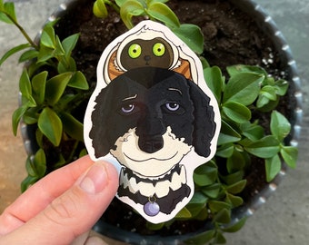 Sharp Witted Warrior Dog Sticker: Durable + Weatherproof