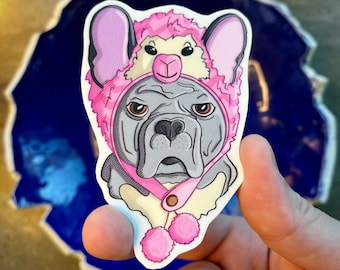 Alpaca Hat Dog Sticker: Durable + Weatherproof