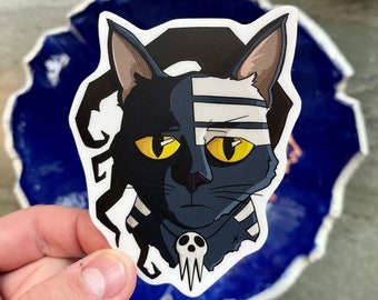 Death the Cat Sticker: Durable + Weatherproof