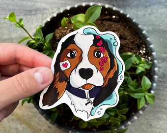Hammer and Heart Dog Sticker: Durable + Weatherproof