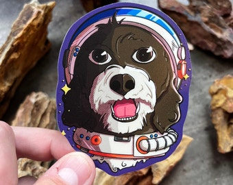 Space Dog Sticker: Durable + Weatherproof