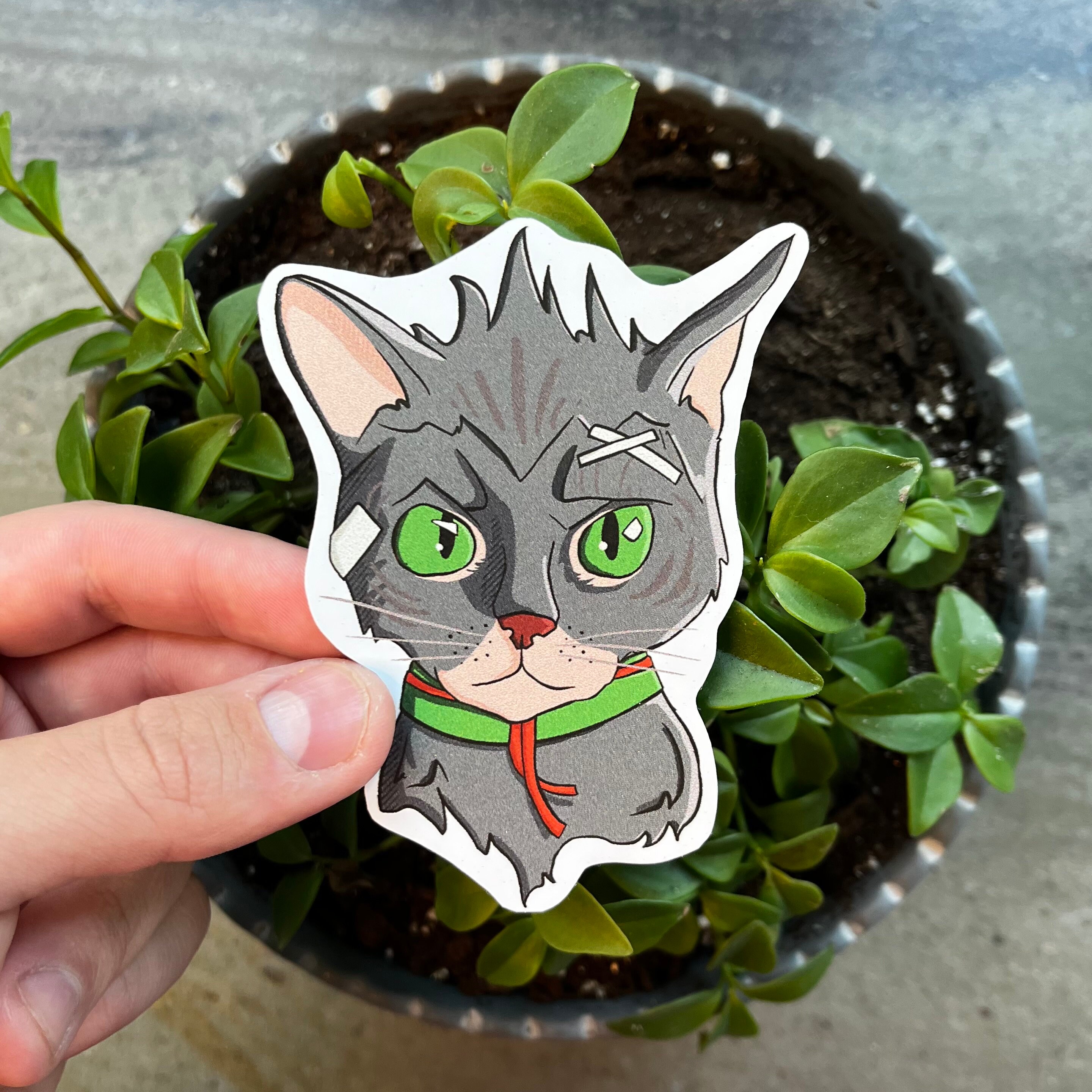 The Cat that Never Backs Down Sticker: Durable + Weatherproof, image size:2880x2880