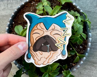 Puglax Dog Sticker: Durable + Weatherproof