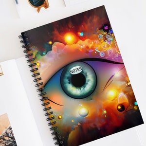 Spiral Notebook with document pocket and cool art design for student notes, teachers, nurses, work from home, back to school, dream tracking