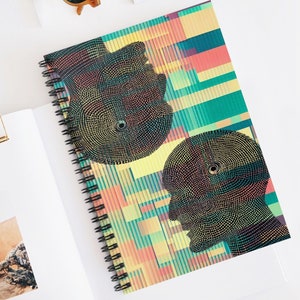 Spiral Notebook with document pocket and cool art design for student notes, teachers, nurses, work from home, back to school, dream tracking