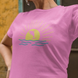 Dolphin Sunset Womens Shirt,  Techwear, Shirts for Women, Womens Fashion, Girls Tees, Best Friend Gift, Gifts for Her, Dolphins Beach Sun