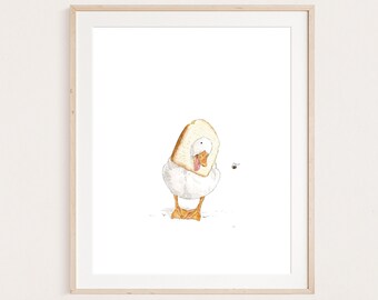 Whimsical Duck Sandwich Nursery Print, Kid's Room Wall Art (Digital Download)