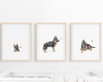 German Shepherd puppy print, dog nursery art, puppy nursery wall art, dog print, kid room decor, nursery print, DIGITAL DOWNLOAD