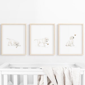 White Labrador Retriever print, dog nursery print, puppy nursery art, dog nursery wall art, kid room decor, dog print, lab puppy art