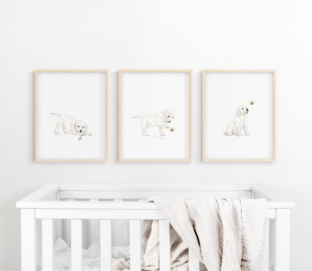 White Labrador Retriever Print, Dog Nursery Print, Puppy Nursery Art