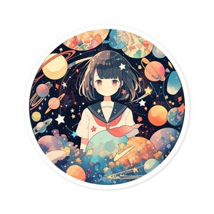 Celestial Anime Round Stickers, Indoor\Outdoor