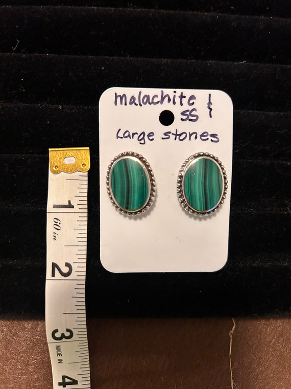 Sterling silver and malachite earrings