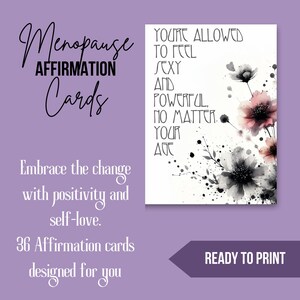 36 Cartões de Afirmação Positiva para Mulheres, Baralho de Apoio à Menopausa para Imprimir, Download Digital, PDF de Empoderamento Feminino, Presente de Autocuidado para Mulheres