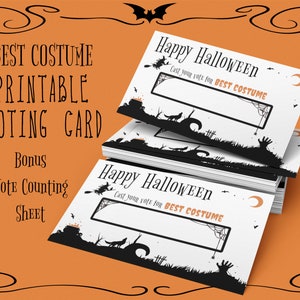 Halloween-Kostüm-Abstimmungskarten, Kostüm-Abstimmungskarten, Halloween-Kostüm-Wahlzettel, Bestes Halloween-Kostüm-Abstimmung
