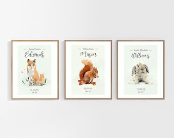 Watercolour Animal Baby Prints