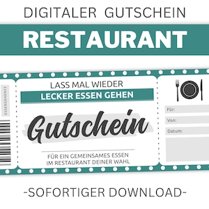 Restaurant Gutschein mit Retro Punktemuster zum Ausdrucken | Editierbare Gutscheinvorlage | Geschenkidee | Personalisierbar | Download