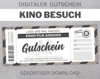 Kino Gutschein  | Vorlage editierbar | Ausdrucken | Gutscheinvorlage zum ausdrucken | Geschenkidee | Personalisierbar | Download