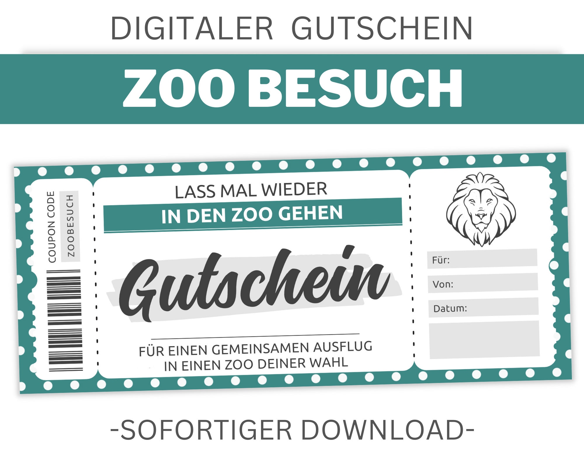 Zoo Voucher Template Editable Printable Voucher Template Gift Idea