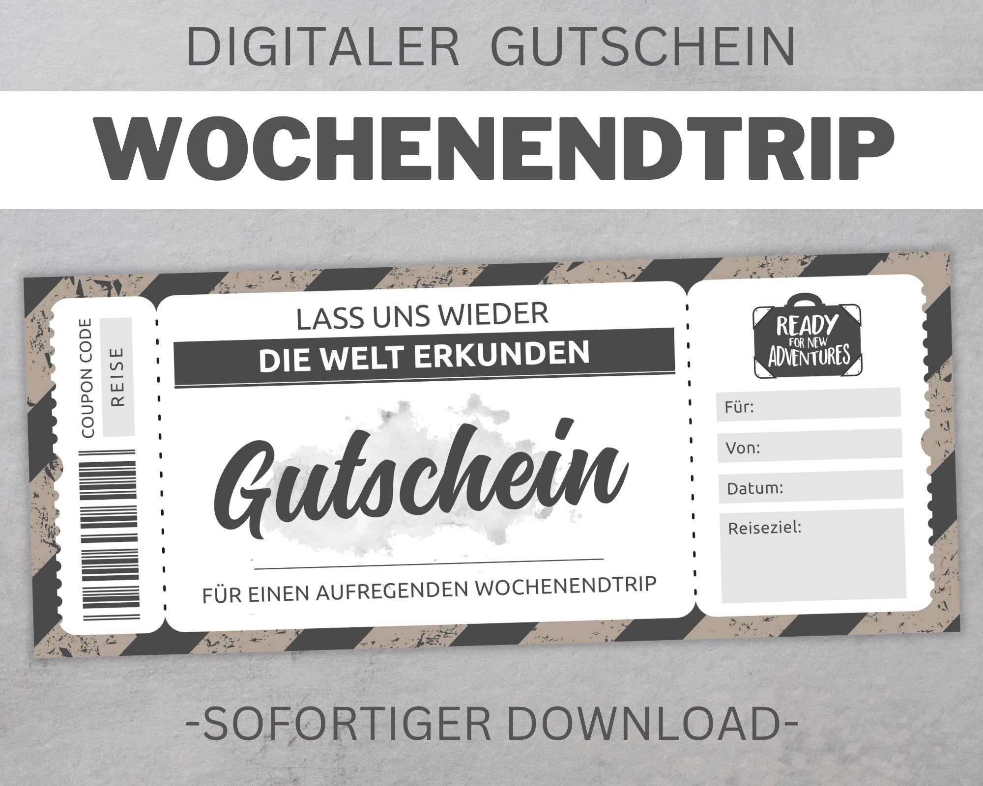 Wochenendtrip Gutschein Vorlage editierbar Gutscheinvorlage zum