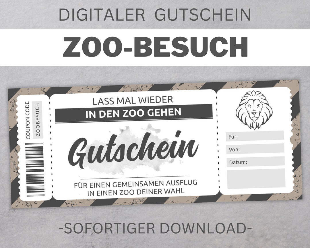 Zoo Voucher Template Editable Print Printable Voucher Template Gift