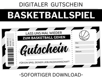 Basketballspiel Gutschein  | Vorlage editierbar | Ausdrucken | Gutscheinvorlage zum Ausdrucken | Geschenkidee | Personalisierbar | Download