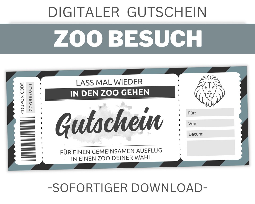 Zoo Voucher Template Editable Print Printable Voucher Etsy