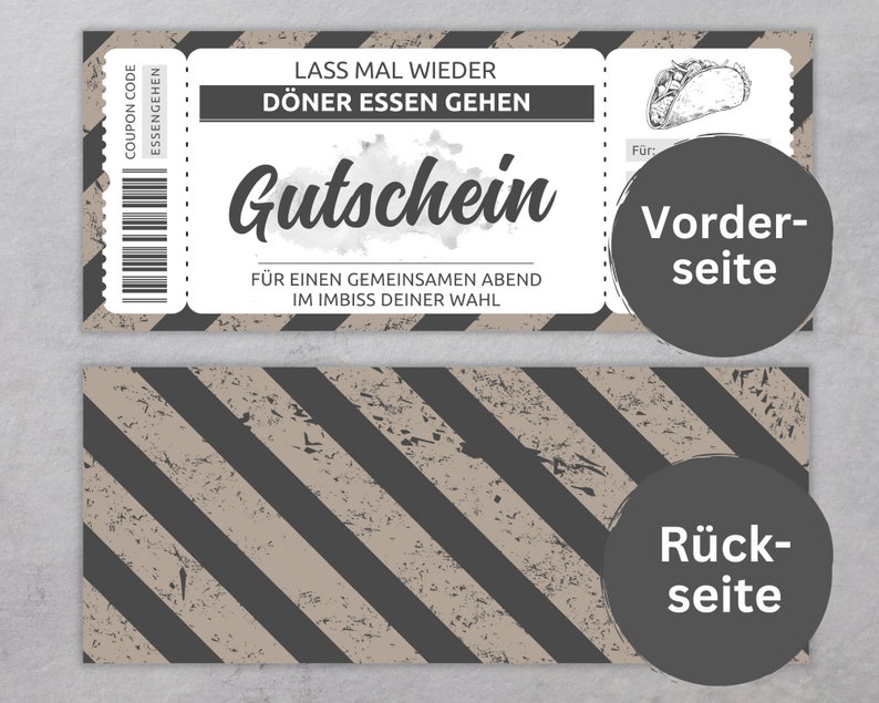 Döner Essen Gutschein Vorlage editierbar Ausdrucken Gutscheinvorlage