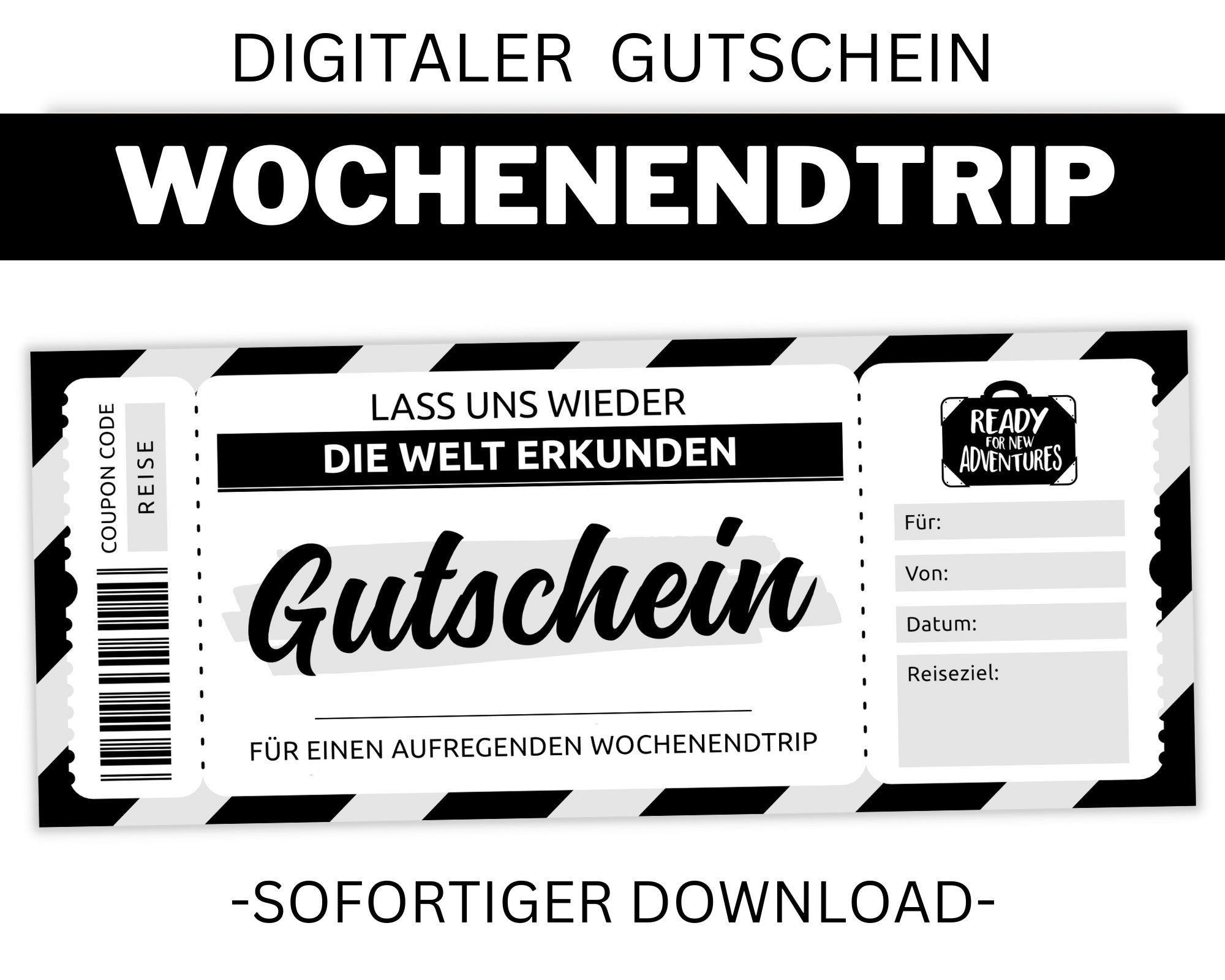 Wochenendtrip Gutschein Vorlage editierbar Gutscheinvorlage zum