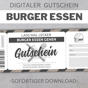 Burger Food Coupon | Template editable | Print | Printable Voucher Template | gift idea | Customizable | Download