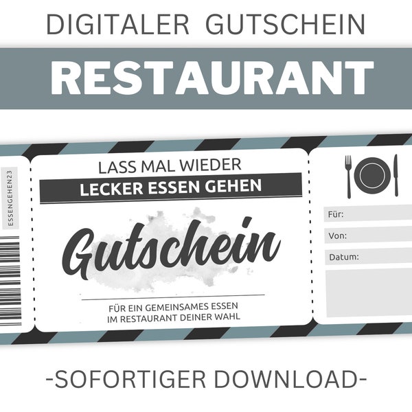 Restaurant Voucher | Template editable | Print | Printable Voucher Template | gift idea | Customizable | Download