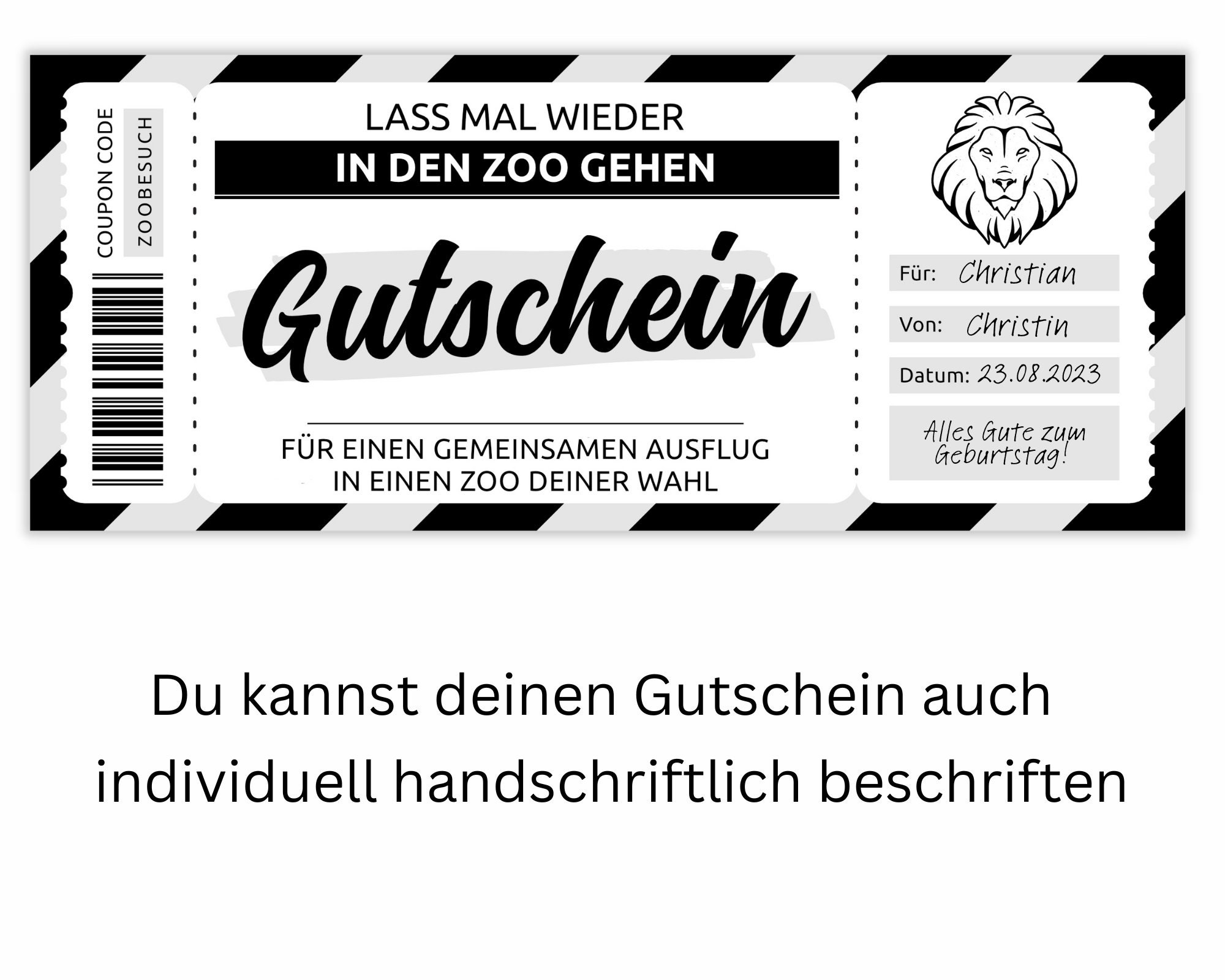 Zoo Voucher Template Editable Printable Voucher Template Gift Idea