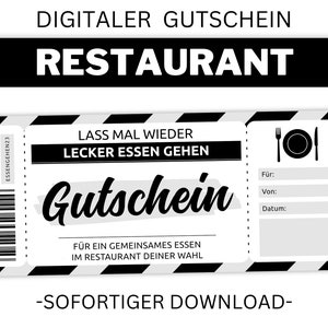 Restaurant Voucher | Template editable | Print | Printable Voucher Template | gift idea | Customizable | Download