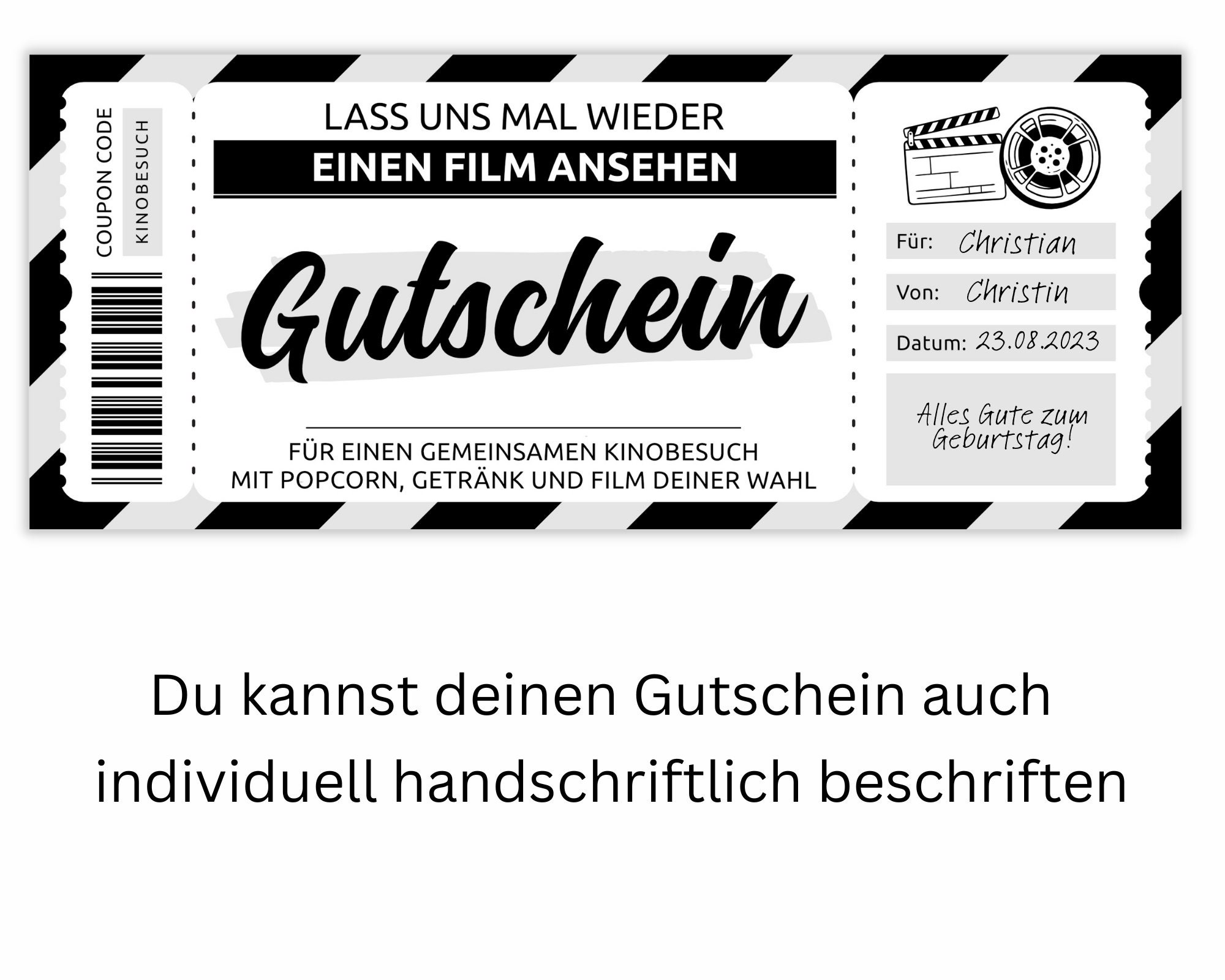 Kino Gutschein Vorlage editierbar Ausdrucken Gutscheinvorlage zum