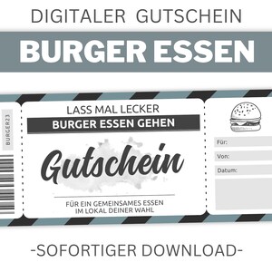 Burger Food Coupon | Template editable | Print | Printable Voucher Template | gift idea | Customizable | Download