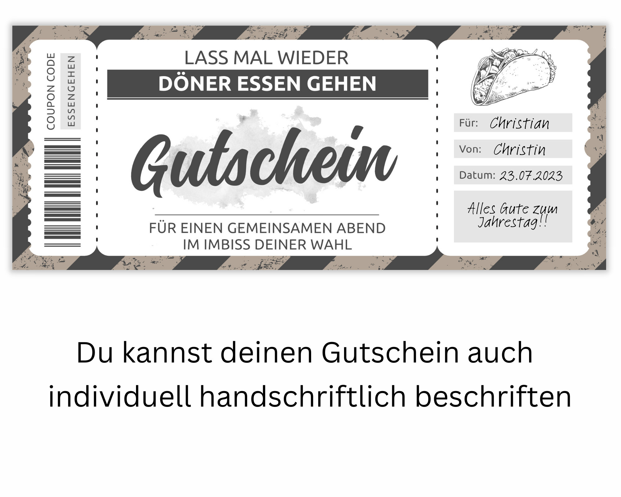 Döner Essen Gutschein | Vorlage editierbar | Ausdrucken